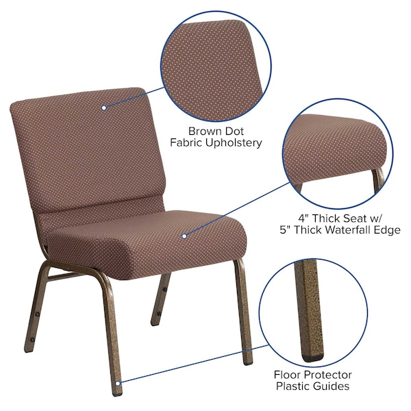 Flash Furniture Hercules Church Chair, Brown Back, 21-1/4 in W 25" L 33" H, Fabric Seat - FD-CH0221-4-GV-BNDOT-GG
