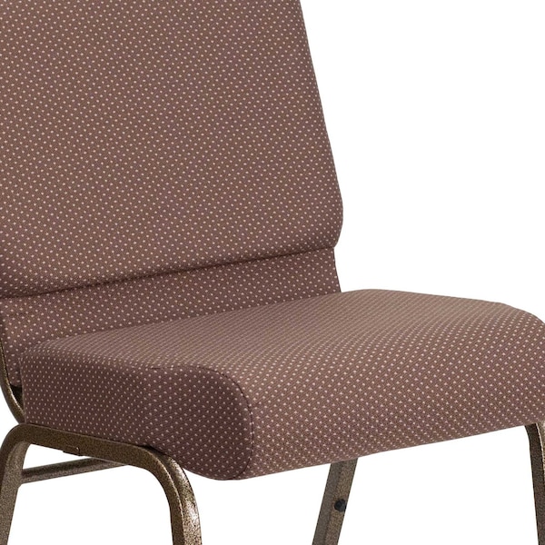 Flash Furniture Hercules Church Chair, Brown Back, 21-1/4 in W 25" L 33" H, Fabric Seat - FD-CH0221-4-GV-BNDOT-GG
