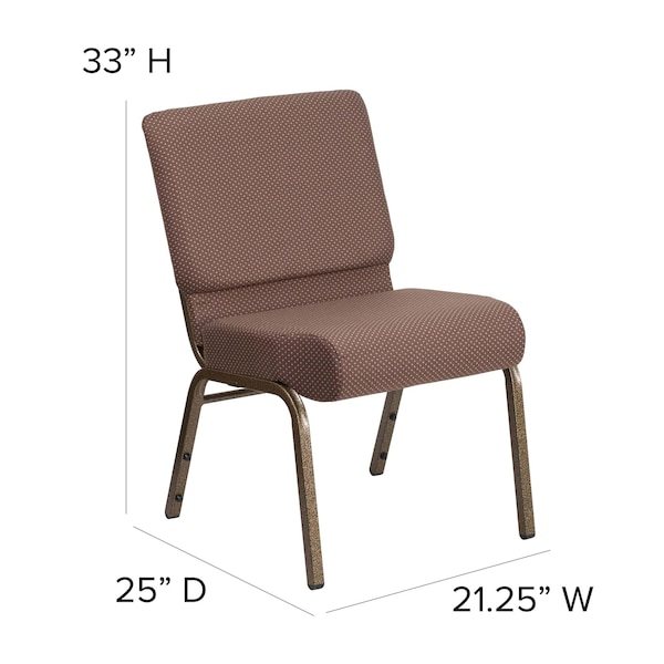 Flash Furniture Hercules Church Chair, Brown Back, 21-1/4 in W 25" L 33" H, Fabric Seat - FD-CH0221-4-GV-BNDOT-GG