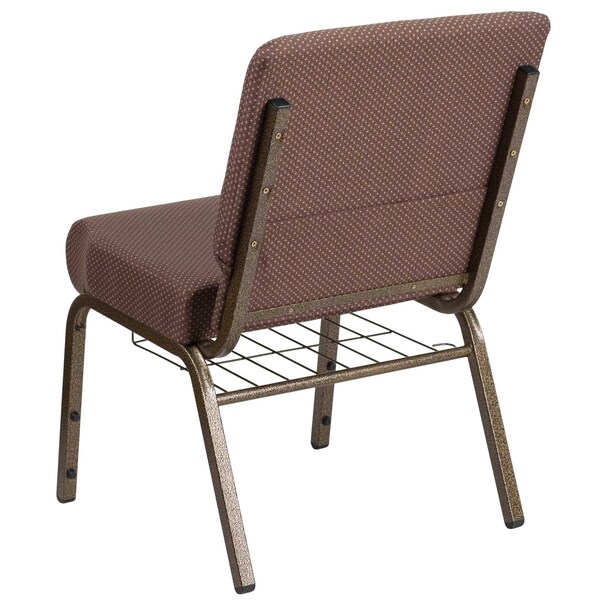 Flash Furniture Hercules Church Chair, Brown Back, 21-1/4 in W 25" L 33" H, Fabric Seat - FD-CH0221-4-GV-BNDOT-BAS-GG