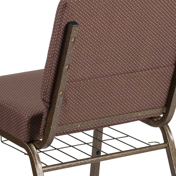 Flash Furniture Hercules Church Chair, Brown Back, 21-1/4 in W 25" L 33" H, Fabric Seat - FD-CH0221-4-GV-BNDOT-BAS-GG