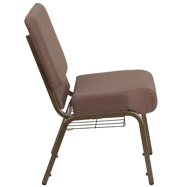 Flash Furniture Hercules Church Chair, Brown Back, 21-1/4 in W 25" L 33" H, Fabric Seat - FD-CH0221-4-GV-BNDOT-BAS-GG