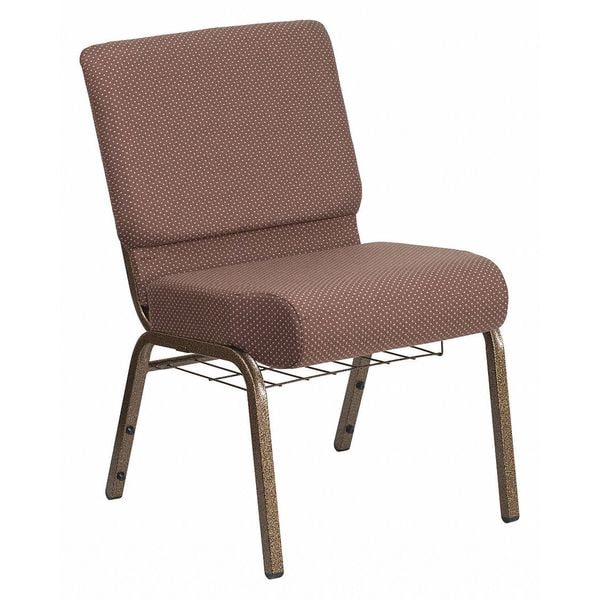 Flash Furniture Hercules Church Chair, Brown Back, 21-1/4 in W 25" L 33" H, Fabric Seat - FD-CH0221-4-GV-BNDOT-BAS-GG