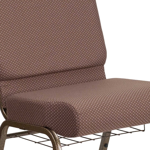 Flash Furniture Hercules Church Chair, Brown Back, 21-1/4 in W 25" L 33" H, Fabric Seat - FD-CH0221-4-GV-BNDOT-BAS-GG