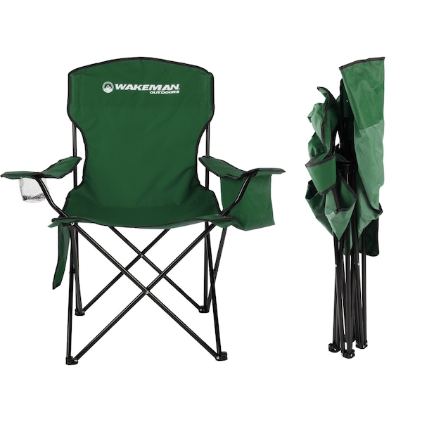 Wakeman Camping Chair - 300lb Folding Chair with Cupholder & Built-In Cooler by Wakeman Green - 75-CMP1128