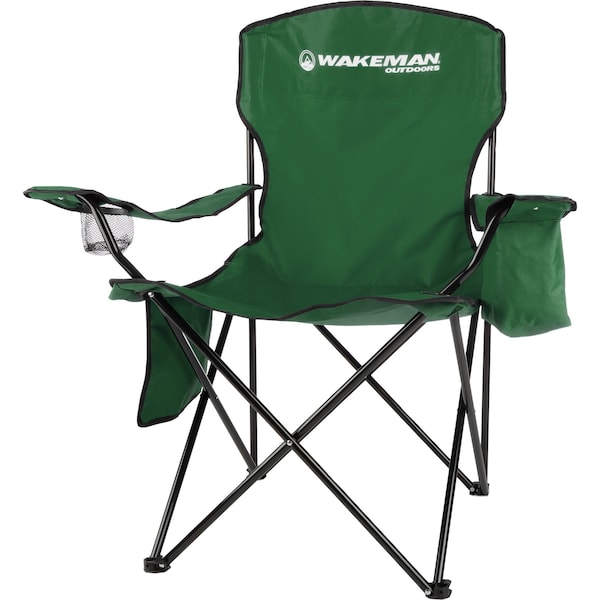 Wakeman Camping Chair - 300lb Folding Chair with Cupholder & Built-In Cooler by Wakeman Green - 75-CMP1128