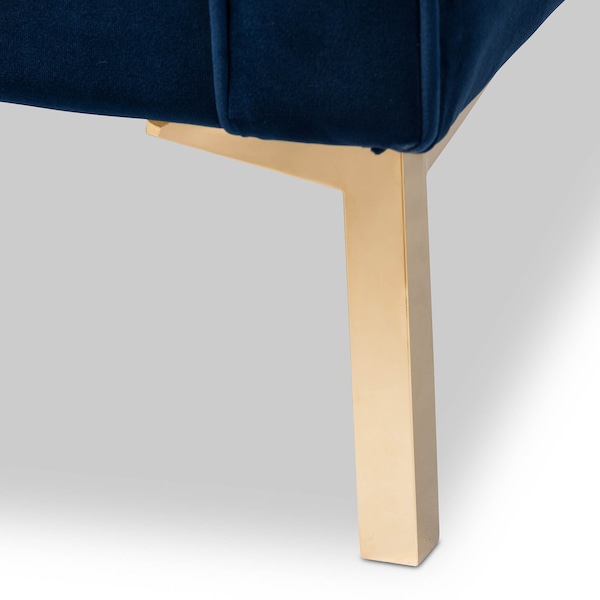 Baxton Studio Zanetta Navy Velvet Upholstered Gold Finished Lounge Chair - 146-8325
