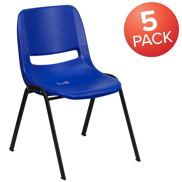 Flash Furniture Navy Stack Chair-Black Frame - 5-RUT-14-NVY-BLACK-GG
