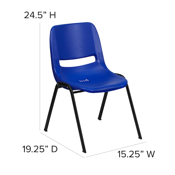 Flash Furniture Navy Stack Chair-Black Frame - 5-RUT-14-NVY-BLACK-GG