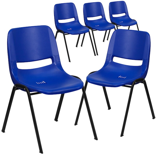 Flash Furniture Navy Stack Chair-Black Frame - 5-RUT-14-NVY-BLACK-GG