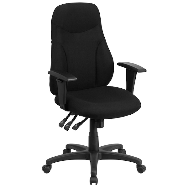 Flash Furniture Fabric Task Chair, 16-3/4" to 20-1/2", Adjustable Arms, Black - BT-90297H-A-GG