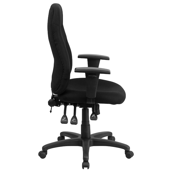 Flash Furniture Fabric Task Chair, 16-3/4" to 20-1/2", Adjustable Arms, Black - BT-90297H-A-GG