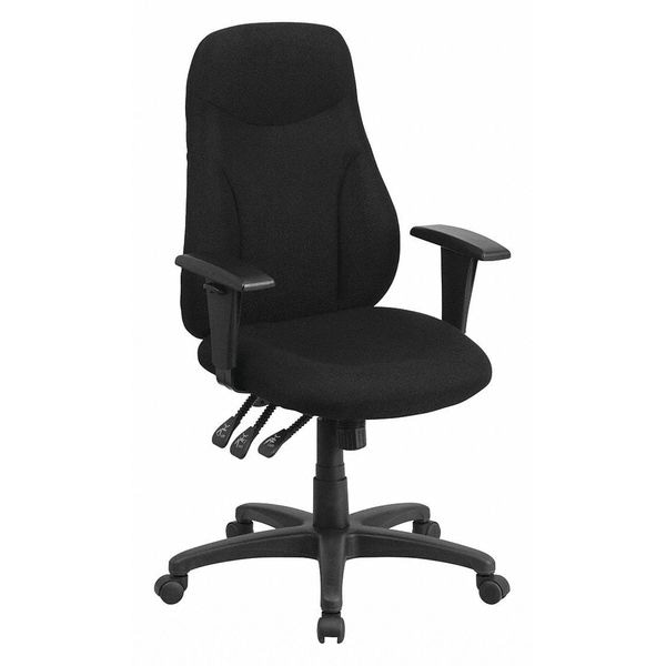 Flash Furniture Fabric Task Chair, 16-3/4" to 20-1/2", Adjustable Arms, Black - BT-90297H-A-GG