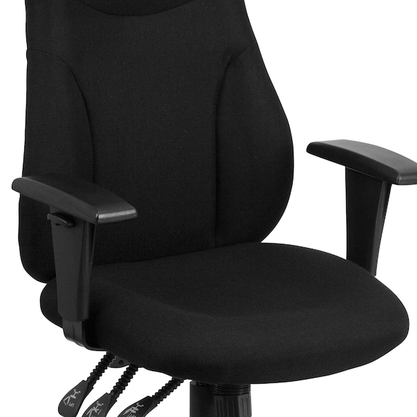 Flash Furniture Fabric Task Chair, 16-3/4" to 20-1/2", Adjustable Arms, Black - BT-90297H-A-GG