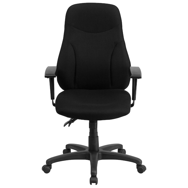 Flash Furniture Fabric Task Chair, 16-3/4" to 20-1/2", Adjustable Arms, Black - BT-90297H-A-GG