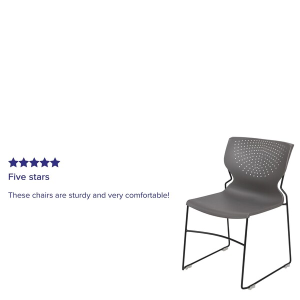 Flash Furniture Gray Plastic Stack Chair - RUT-438-GY-GG