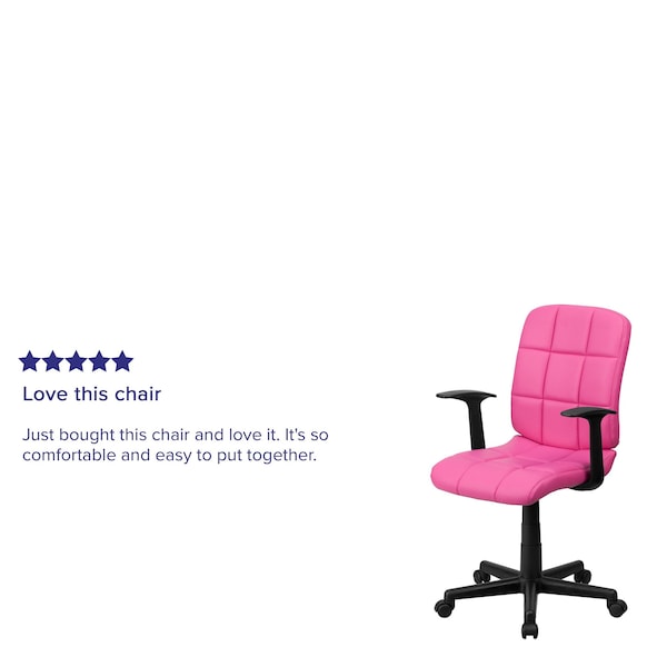 Flash Furniture Vinyl Contemporary Chair, 16-3/4" to 21-3/4, Fixed Arms, Pink - GO-1691-1-PINK-A-GG