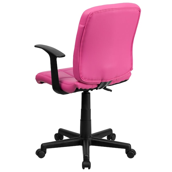 Flash Furniture Vinyl Contemporary Chair, 16-3/4" to 21-3/4, Fixed Arms, Pink - GO-1691-1-PINK-A-GG