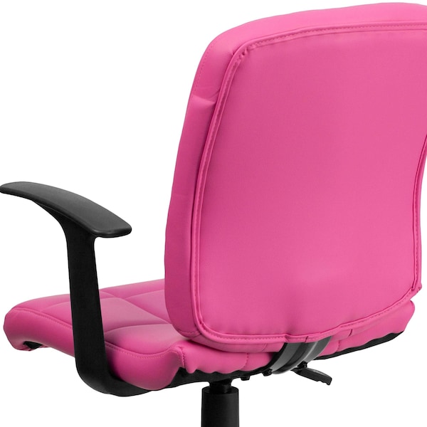Flash Furniture Vinyl Contemporary Chair, 16-3/4" to 21-3/4, Fixed Arms, Pink - GO-1691-1-PINK-A-GG
