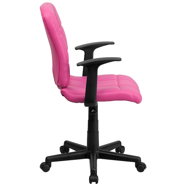 Flash Furniture Vinyl Contemporary Chair, 16-3/4" to 21-3/4, Fixed Arms, Pink - GO-1691-1-PINK-A-GG