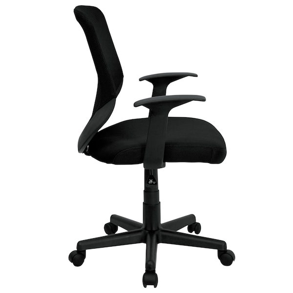 Flash Furniture Mesh Contemporary Chair, 17-1/4" to 20-1/4", Fixed Arms, Black - LF-W-95A-BK-GG