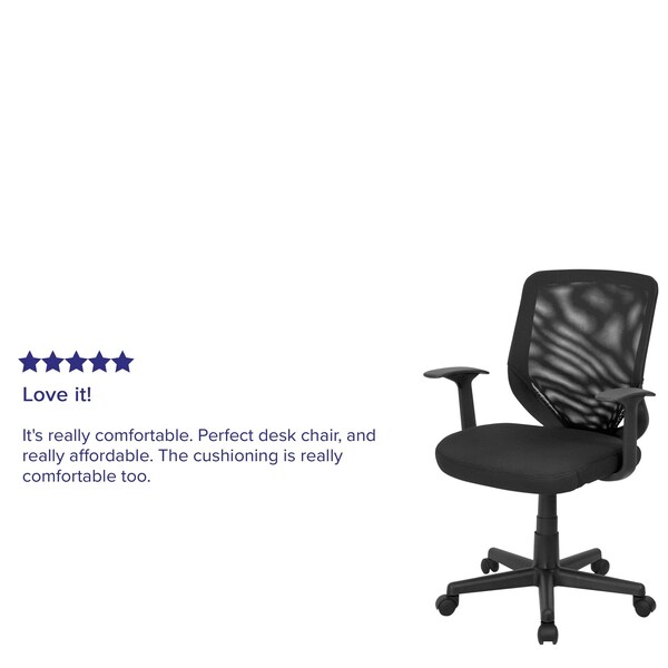 Flash Furniture Mesh Contemporary Chair, 17-1/4" to 20-1/4", Fixed Arms, Black - LF-W-95A-BK-GG