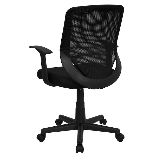 Flash Furniture Mesh Contemporary Chair, 17-1/4" to 20-1/4", Fixed Arms, Black - LF-W-95A-BK-GG