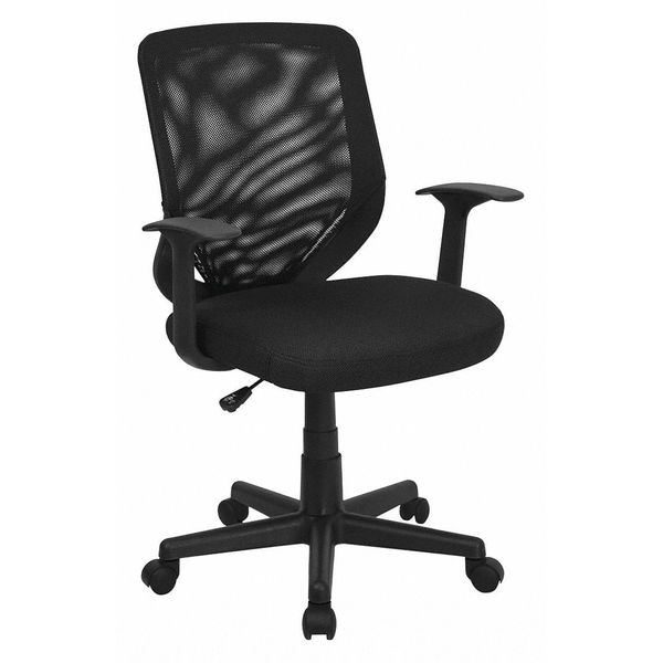 Flash Furniture Mesh Contemporary Chair, 17-1/4" to 20-1/4", Fixed Arms, Black - LF-W-95A-BK-GG