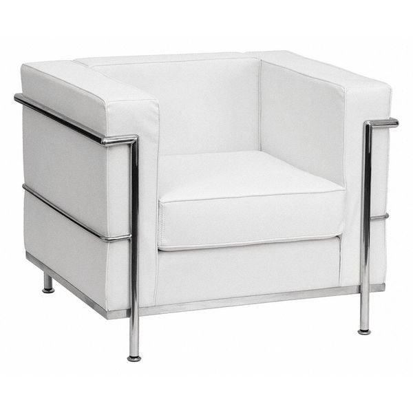 Flash Furniture Hercules Regal Chair, White Back, 35 in W 28-1/2" L 27-1/2" H, Straight, Leather Seat - ZB-REGAL-810-1-CHAIR-WH-GG