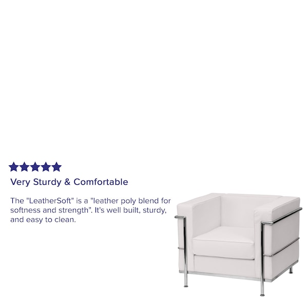 Flash Furniture Hercules Regal Chair, White Back, 35 in W 28-1/2" L 27-1/2" H, Straight, Leather Seat - ZB-REGAL-810-1-CHAIR-WH-GG