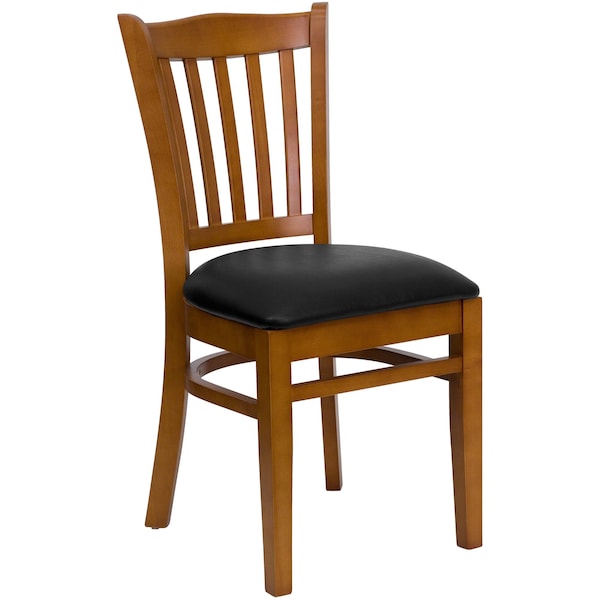 Flash Furniture Cherry Wood Chair-Blk Vinyl - 2-XU-DGW0008VRT-CHY-BLKV-GG