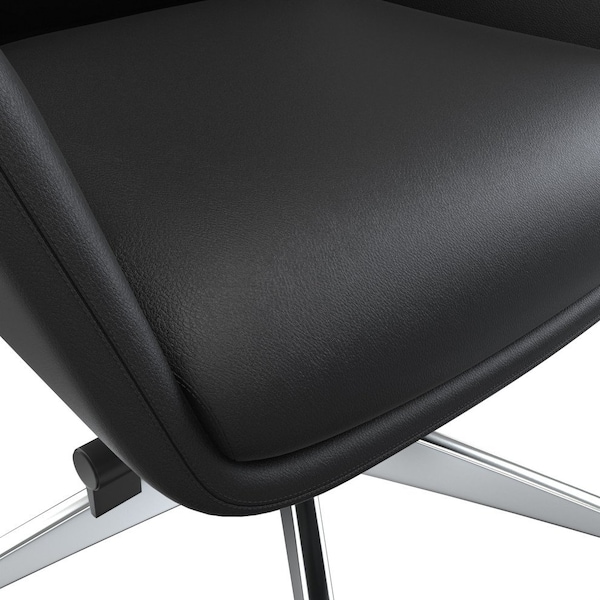 Leisuremod Summit High-Back Office Chair in Faux Leather & Aluminum Frame with Swivel & Tilt, Black - SOT21BLL