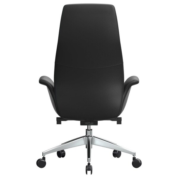 Leisuremod Summit High-Back Office Chair in Faux Leather & Aluminum Frame with Swivel & Tilt, Black - SOT21BLL