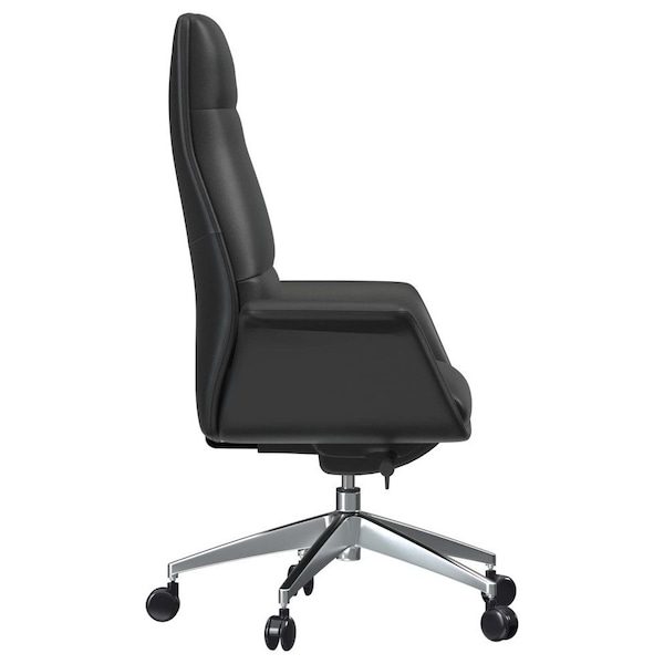 Leisuremod Summit High-Back Office Chair in Faux Leather & Aluminum Frame with Swivel & Tilt, Black - SOT21BLL