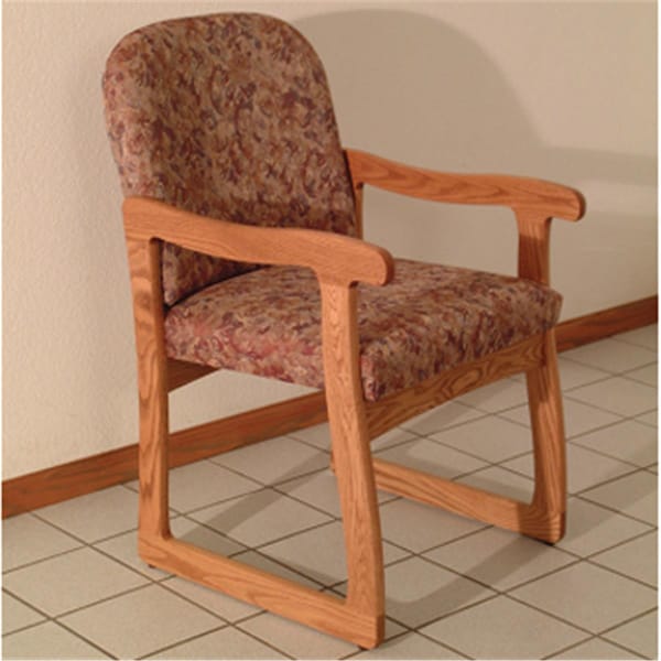 Wooden Mallet Prairie Guest Chair in Medium Oak - Watercolor Rose - DW7-1MOWR