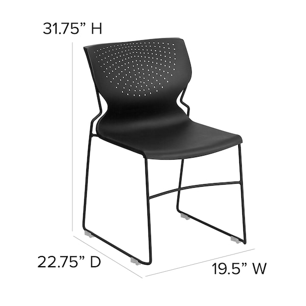 Flash Furniture Black Plastic Stack Chair - 5-RUT-438-BK-GG