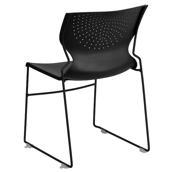 Flash Furniture Black Plastic Stack Chair - 5-RUT-438-BK-GG