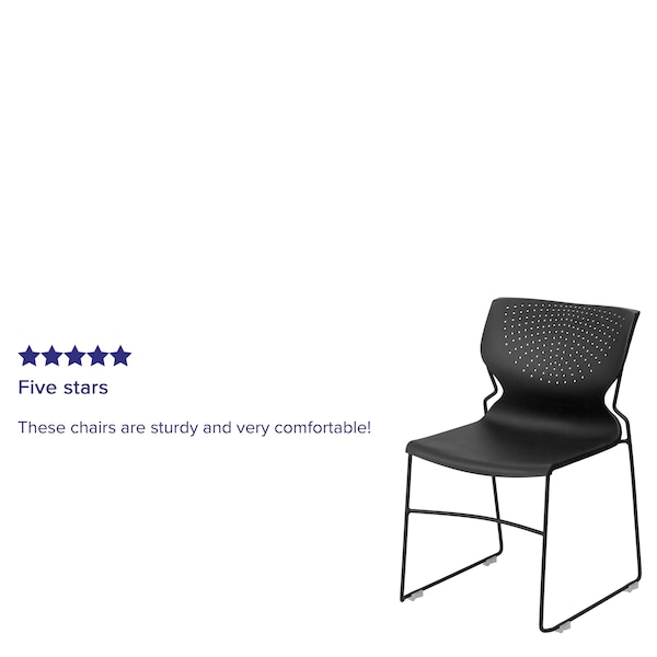 Flash Furniture Black Plastic Stack Chair - 5-RUT-438-BK-GG
