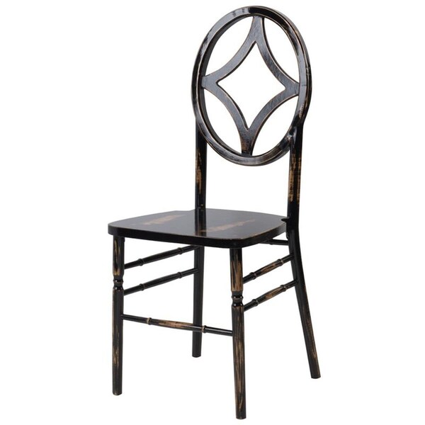 Chesterfield Leather Veronique Series Stackable Diamond Wood Dining Chair - Lime Black Wash - 38.75 in. - CH2545793