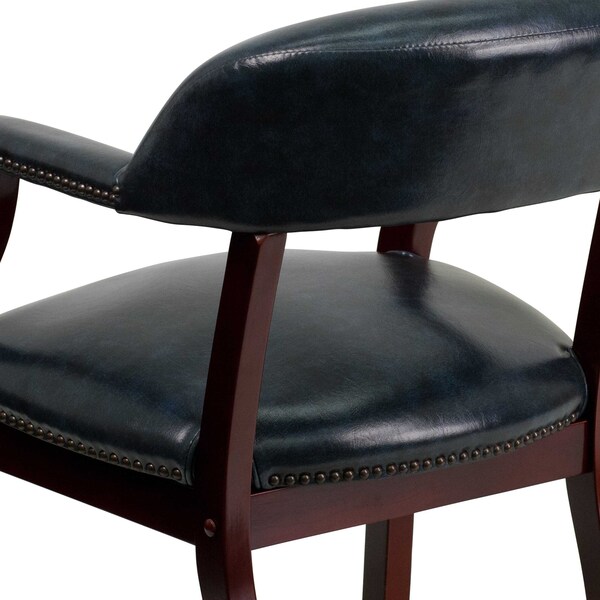 Flash Furniture Traditional Luxurious Conference Chair, 24 in W 27" L 31-1/2" H, Upholstered Straight, Vinyl Seat - B-Z105-NAVY-GG