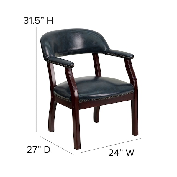Flash Furniture Traditional Luxurious Conference Chair, 24 in W 27" L 31-1/2" H, Upholstered Straight, Vinyl Seat - B-Z105-NAVY-GG