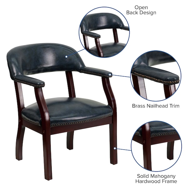 Flash Furniture Traditional Luxurious Conference Chair, 24 in W 27" L 31-1/2" H, Upholstered Straight, Vinyl Seat - B-Z105-NAVY-GG