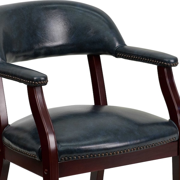 Flash Furniture Traditional Luxurious Conference Chair, 24 in W 27" L 31-1/2" H, Upholstered Straight, Vinyl Seat - B-Z105-NAVY-GG
