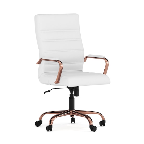 Flash Furniture White Leather Rose Gold Frame High Back Chair - GO-2286H-WH-RSGLD-GG