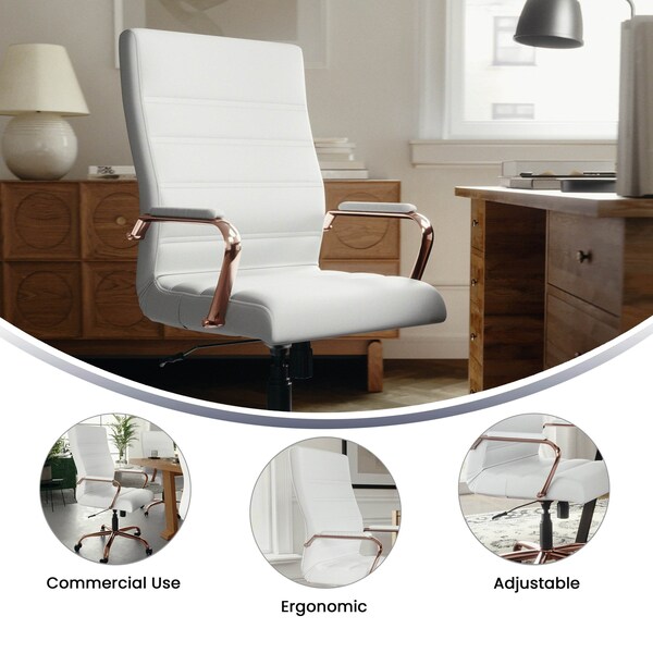 Flash Furniture White Leather Rose Gold Frame High Back Chair - GO-2286H-WH-RSGLD-GG
