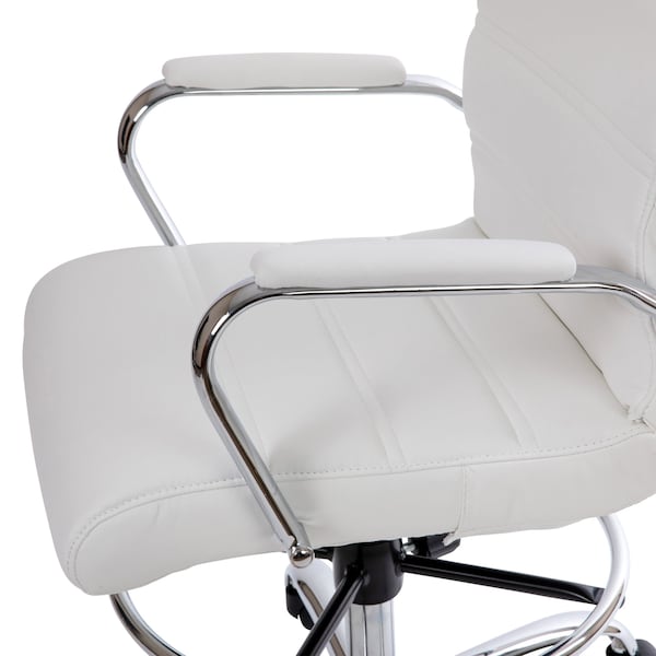 Flash Furniture White LeatherSoft Drafting Chair with Foot Ring - GO-2286B-WH-GG