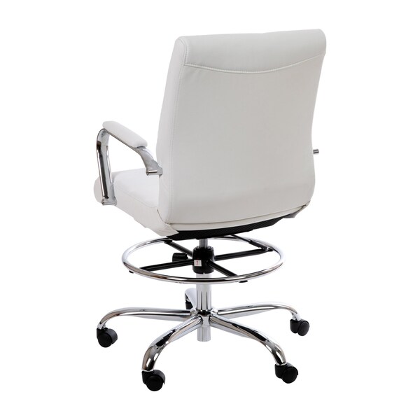 Flash Furniture White LeatherSoft Drafting Chair with Foot Ring - GO-2286B-WH-GG