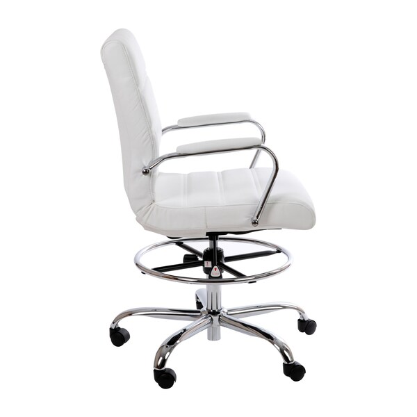 Flash Furniture White LeatherSoft Drafting Chair with Foot Ring - GO-2286B-WH-GG