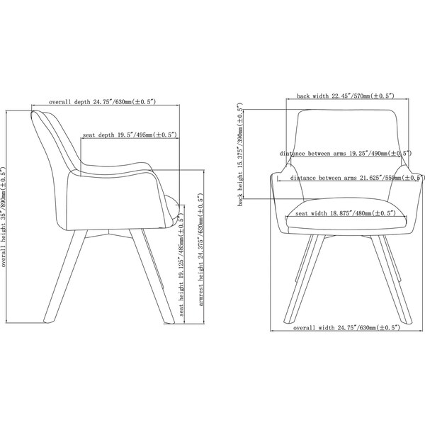 Lorell Gray Flannel Guest Chair with Wood Legs - 68560
