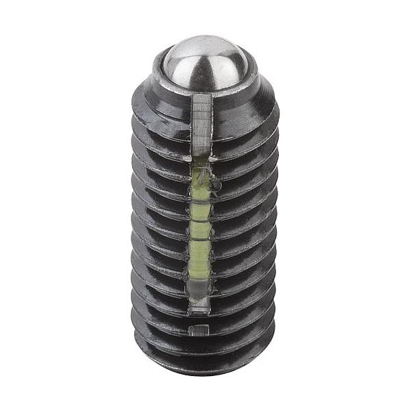 Kipp Spring Plunger Standard Spring Force, Long-Lok D=M04 L=10, Steel, Comp: Ball Steel - K0325.04